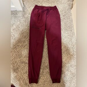 HeartSoul Jogger Scrub Pants for Women, Wine, XS/T